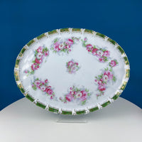 Antique Hand Painted Hot Chocolate Set – Wild Roses Tray with 5 Matching Cups