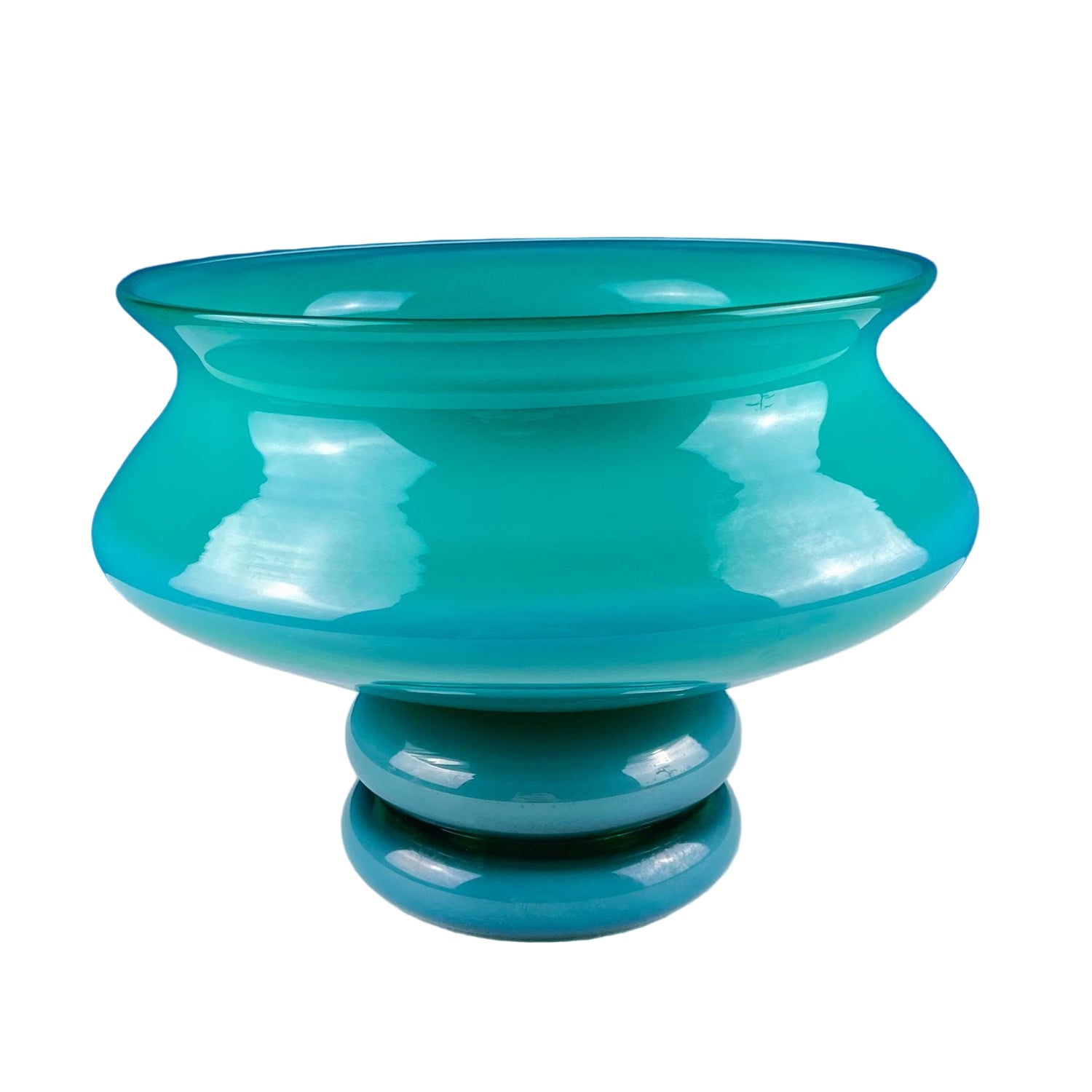Hand Blown Jade Glass Footed Bowl – Modern Art Decor