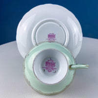 Vintage Paragon Mint Green & Gold Tea Cup & Saucer – Fruit Motif