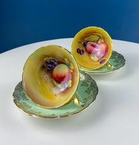 Vintage Paragon Mint Green & Gold Tea Cup & Saucer – Fruit Motif