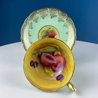 Vintage Paragon Mint Green & Gold Tea Cup & Saucer – Fruit Motif