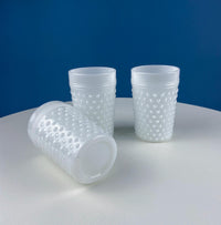 Milk Glass Hobnail Pitcher Set – Large Jug with 3 Matching Glasses