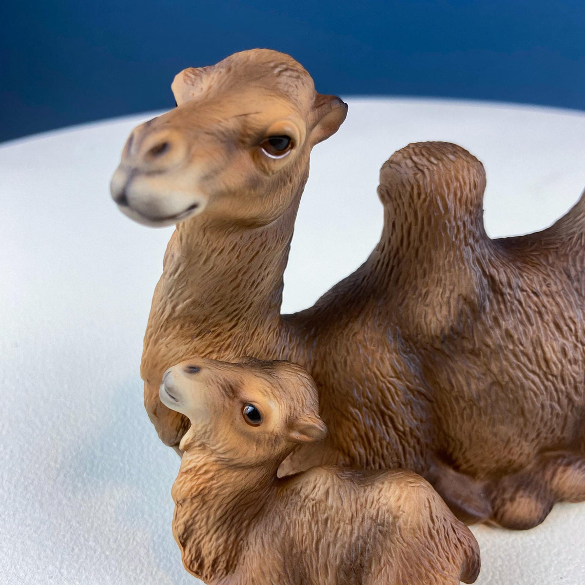 Brown Porcelain Snuggling Bunny Figurine – Set of 2 Rabbits