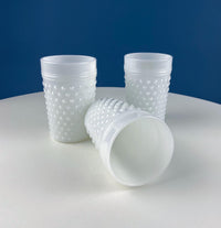 Milk Glass Hobnail Pitcher Set – Large Jug with 3 Matching Glasses