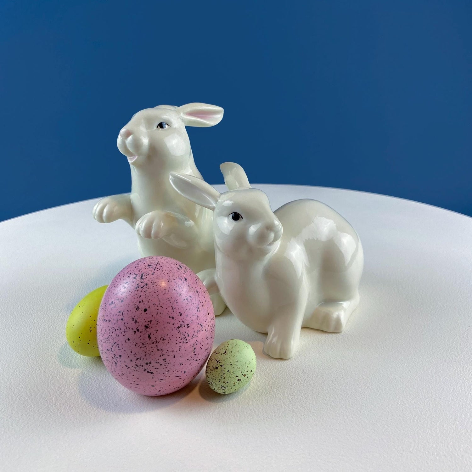 White Porcelain Bunny Figurines – Set of 2