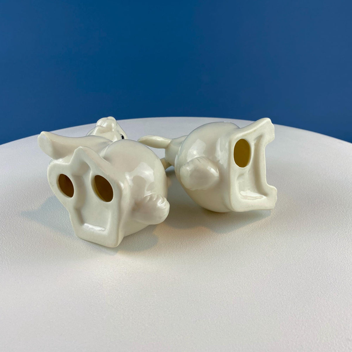White Porcelain Bunny Figurines – Set of 2