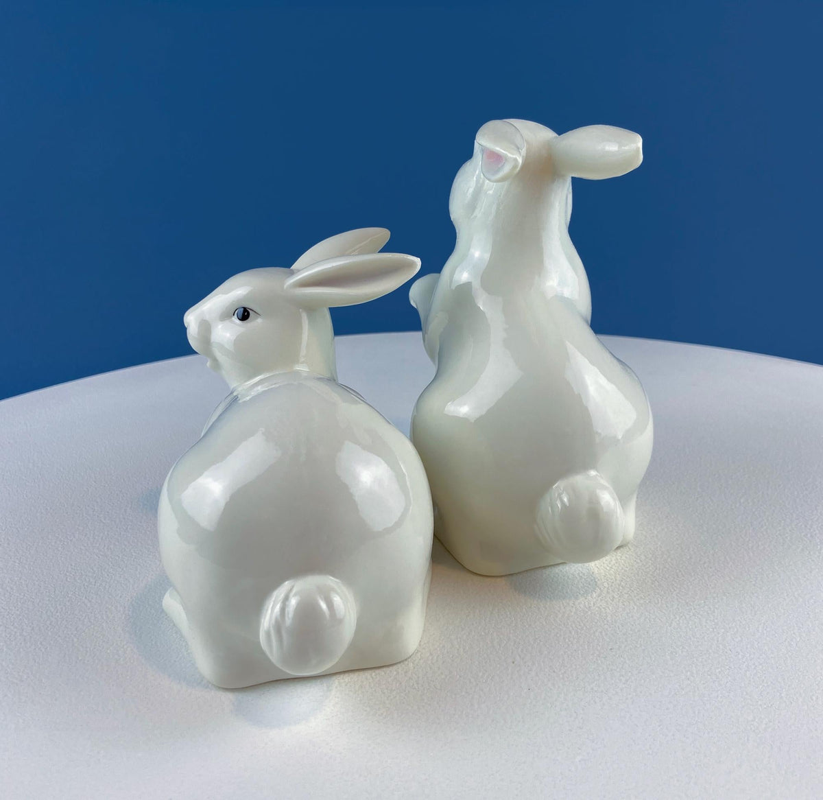 White Porcelain Bunny Figurines – Set of 2
