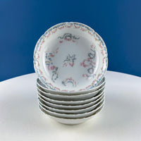 Antique Limoges Dish Set for 8 – Forget-Me-Nots & Tea Roses Floral Motif