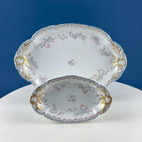 Antique Limoges Dish Set for 8 – Forget-Me-Nots & Tea Roses Floral Motif