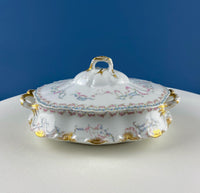 Antique Limoges Dish Set for 8 – Forget-Me-Nots & Tea Roses Floral Motif
