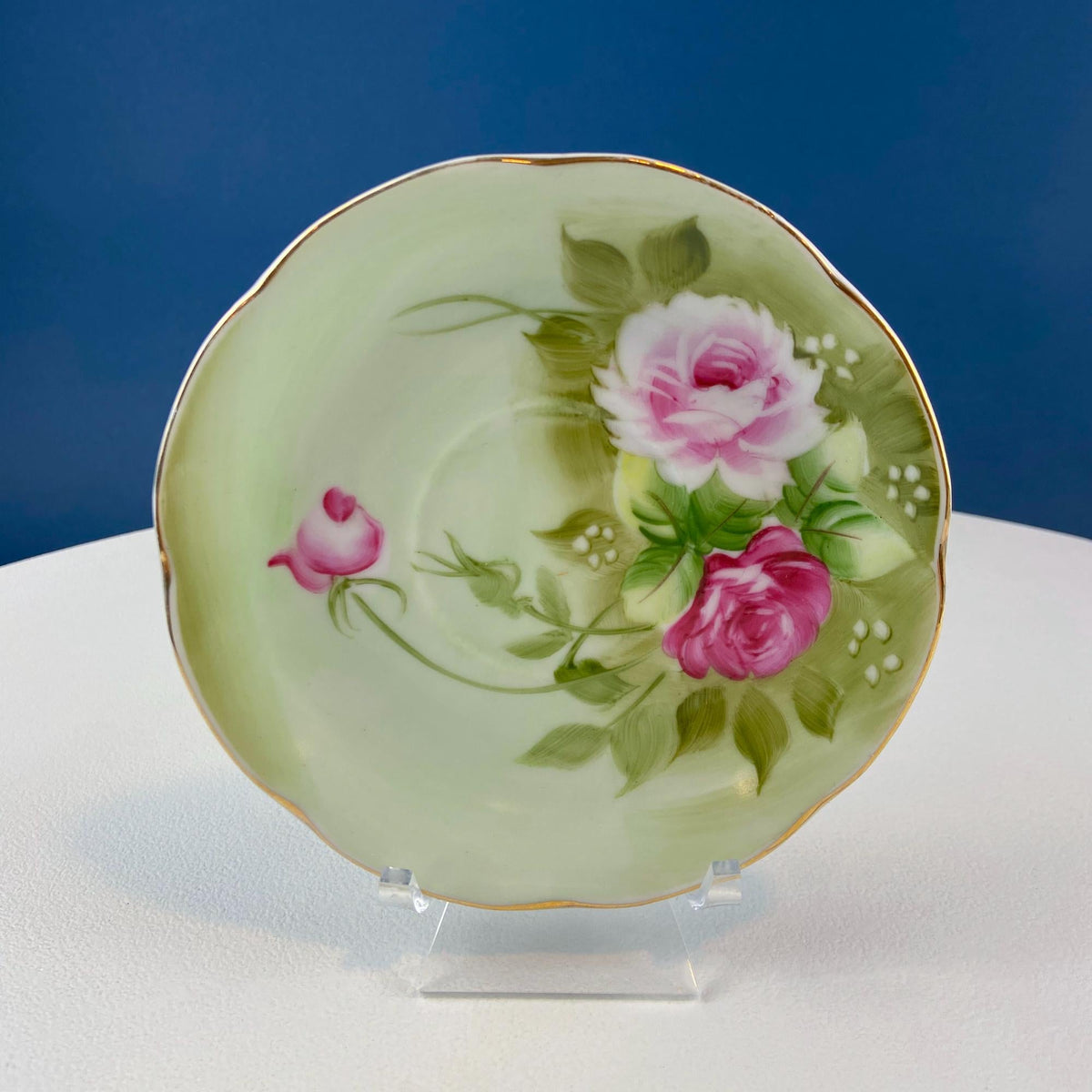 Lefton Hand Painted Tea Set – Roses Motif with Cup, Saucer, Creamer & Sugar Jar