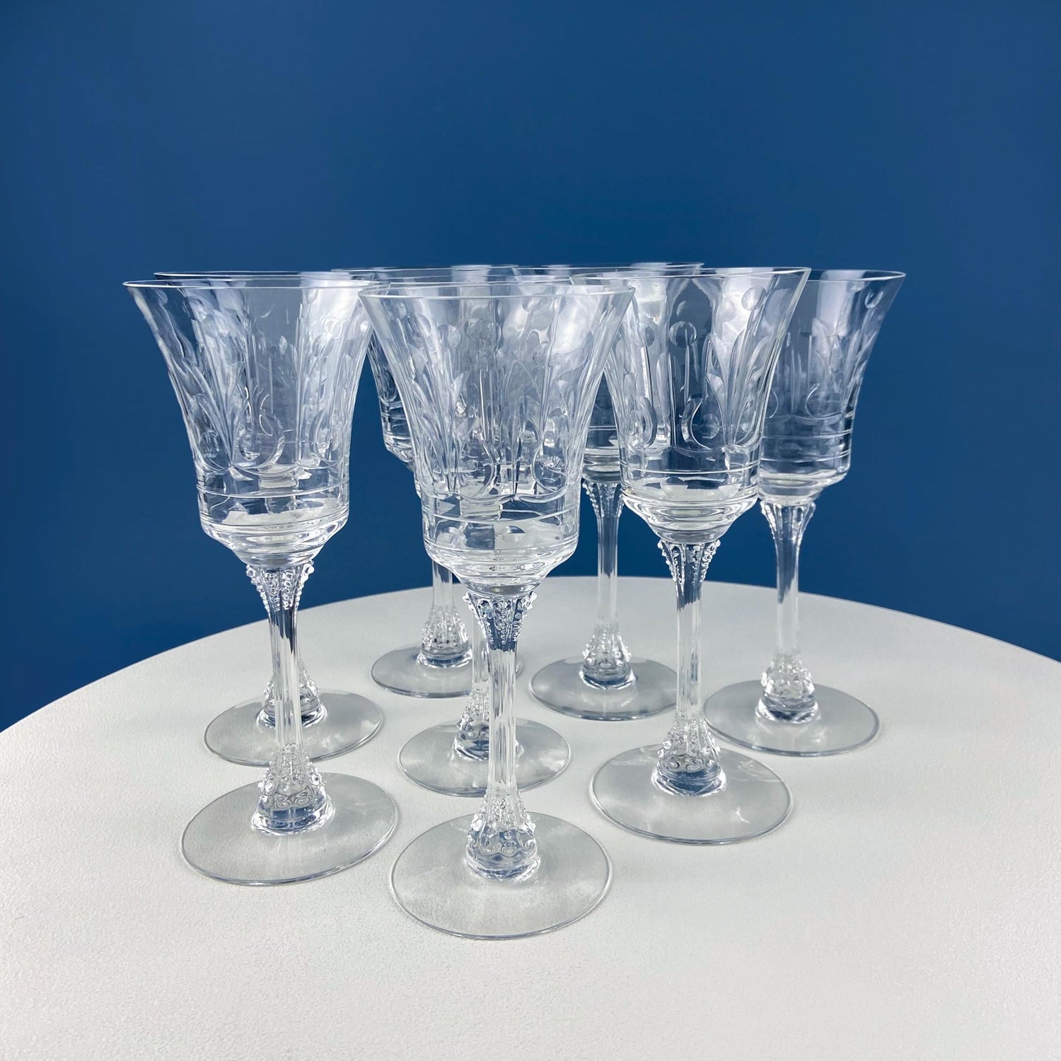 Vintage Heisey “Danish Princess” Crystal Goblets – Set of 8