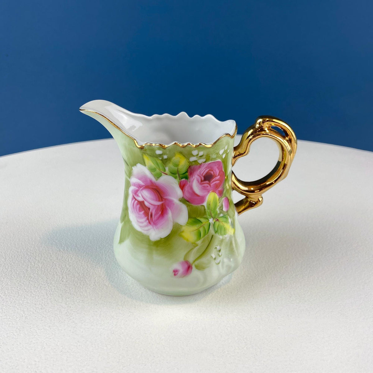 Lefton Hand Painted Tea Set – Roses Motif with Cup, Saucer, Creamer & Sugar Jar