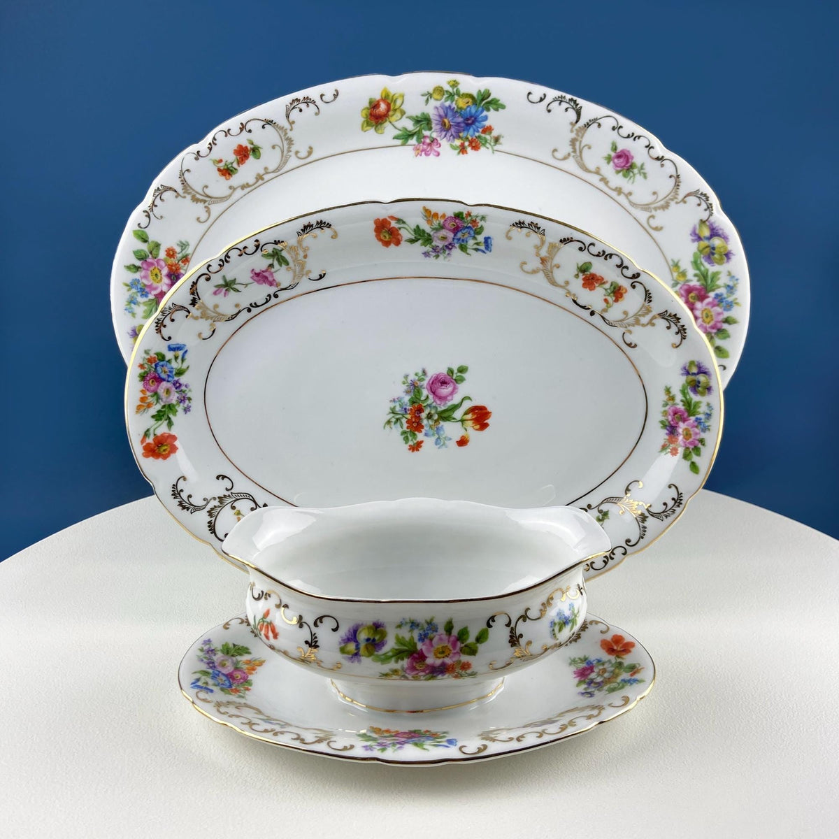 Antique Victoria Czechoslovakia Dish Set – 56 Piece Floral Collection