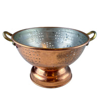 Vintage Hand Hammered Copper & Tin Colander – Rustic Kitchen Decor
