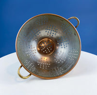 Vintage Hand Hammered Copper & Tin Colander – Rustic Kitchen Decor