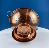 Vintage Hand Hammered Copper & Tin Colander – Rustic Kitchen Decor