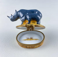 Vintage Limoges Miniature Box – Mom & Baby Elephants Porcelain Trinket Box