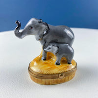 Vintage Lefton Porcelain Miniature Box – Lion & Cub Brass Trinket Box