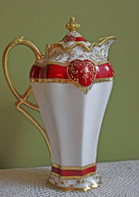 Hand Painted Nippon Art Nouveau Vase Japan Champagne Gold Pink Cream