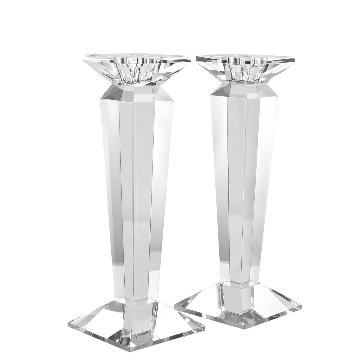 Pair of 11” Sleek Solid Crystal Candlesticks (Various Colors)