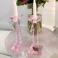 Pair of 9” Classy Crystal Candlesticks (Various Colors)