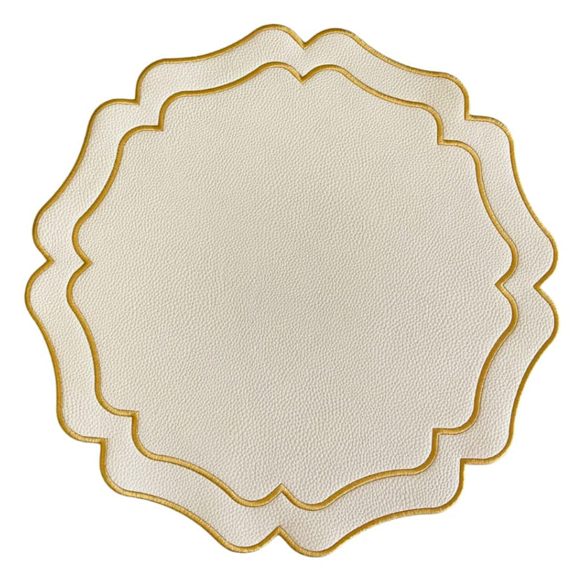 Ivory Wavy Faux Leather Placemat