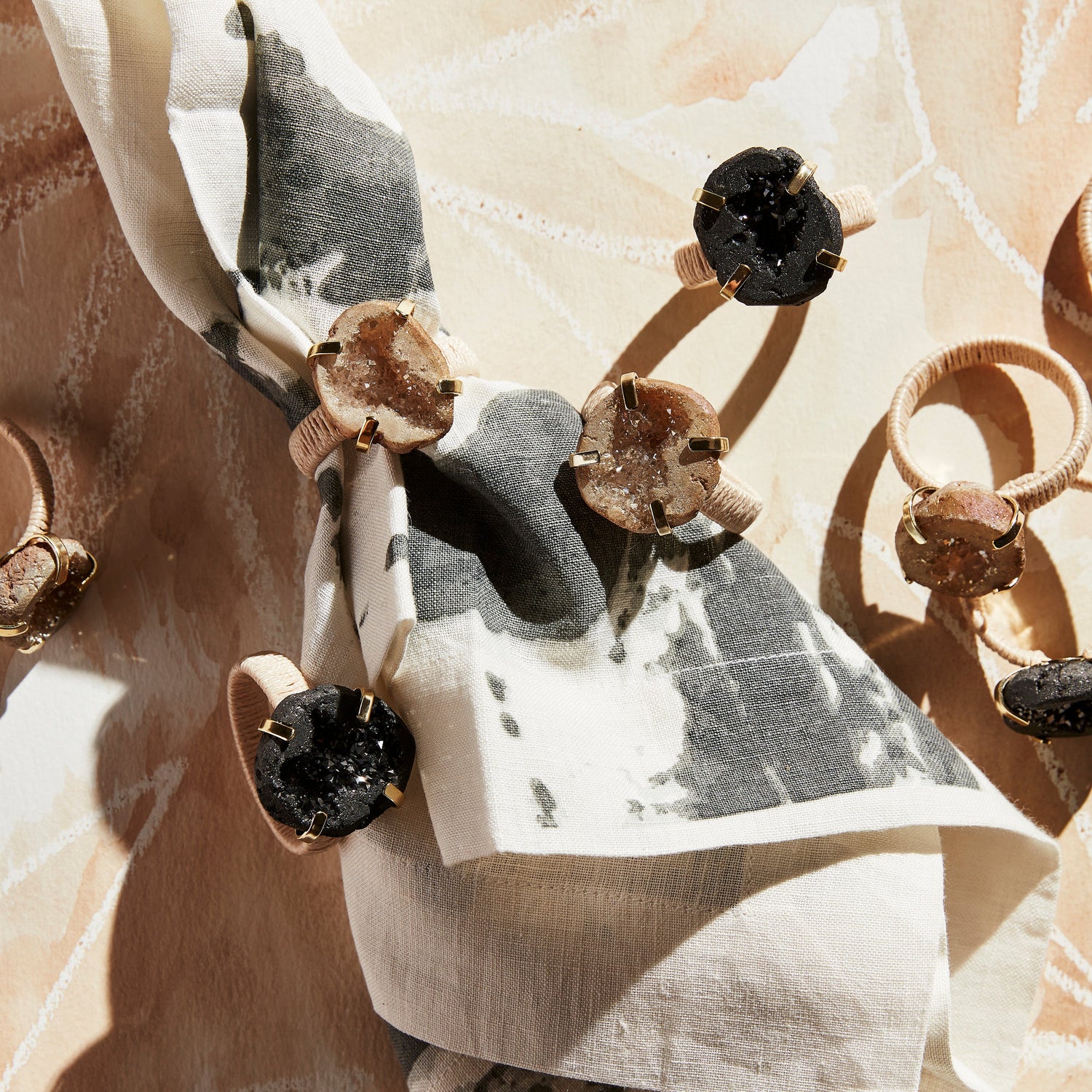 Rustic Druzy Napkin Rings – Natural (Set of 4)