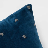 Embroidered Star Pillow – Navy Cotton Velvet