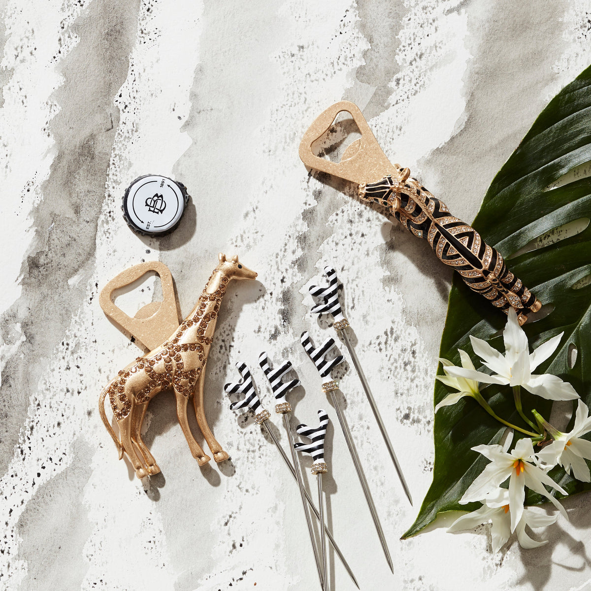 Zebra Bottle Opener with Crystals