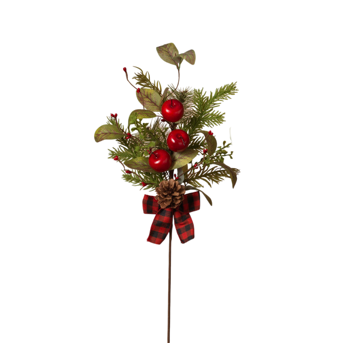 Pine & Berry Pick with Plaid Bow -