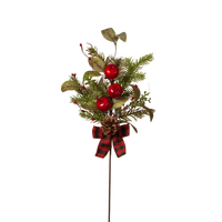 Pine & Berry Pick with Plaid Bow -