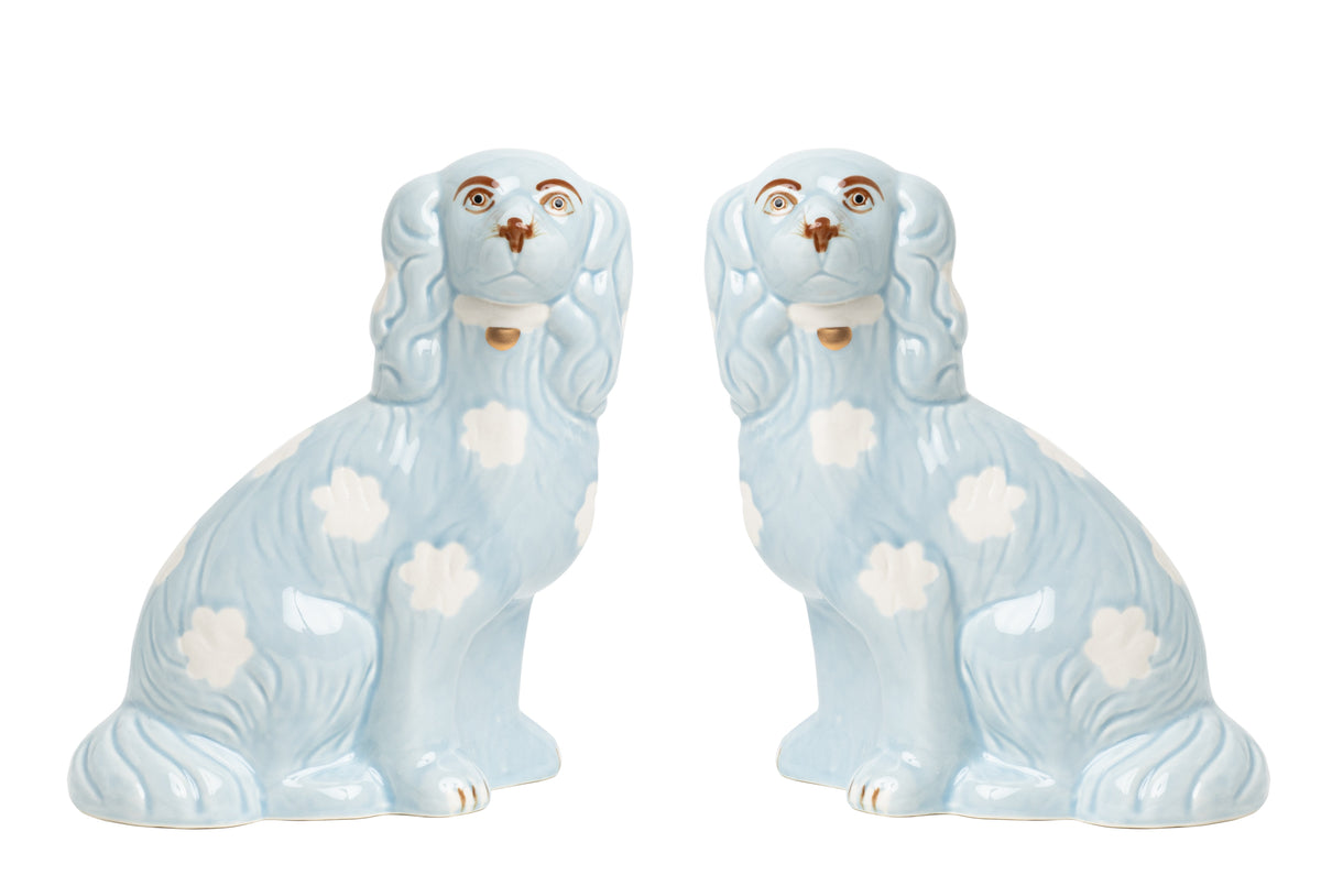 Pale Blue Staffordshire Dogs (2 Sizes)
