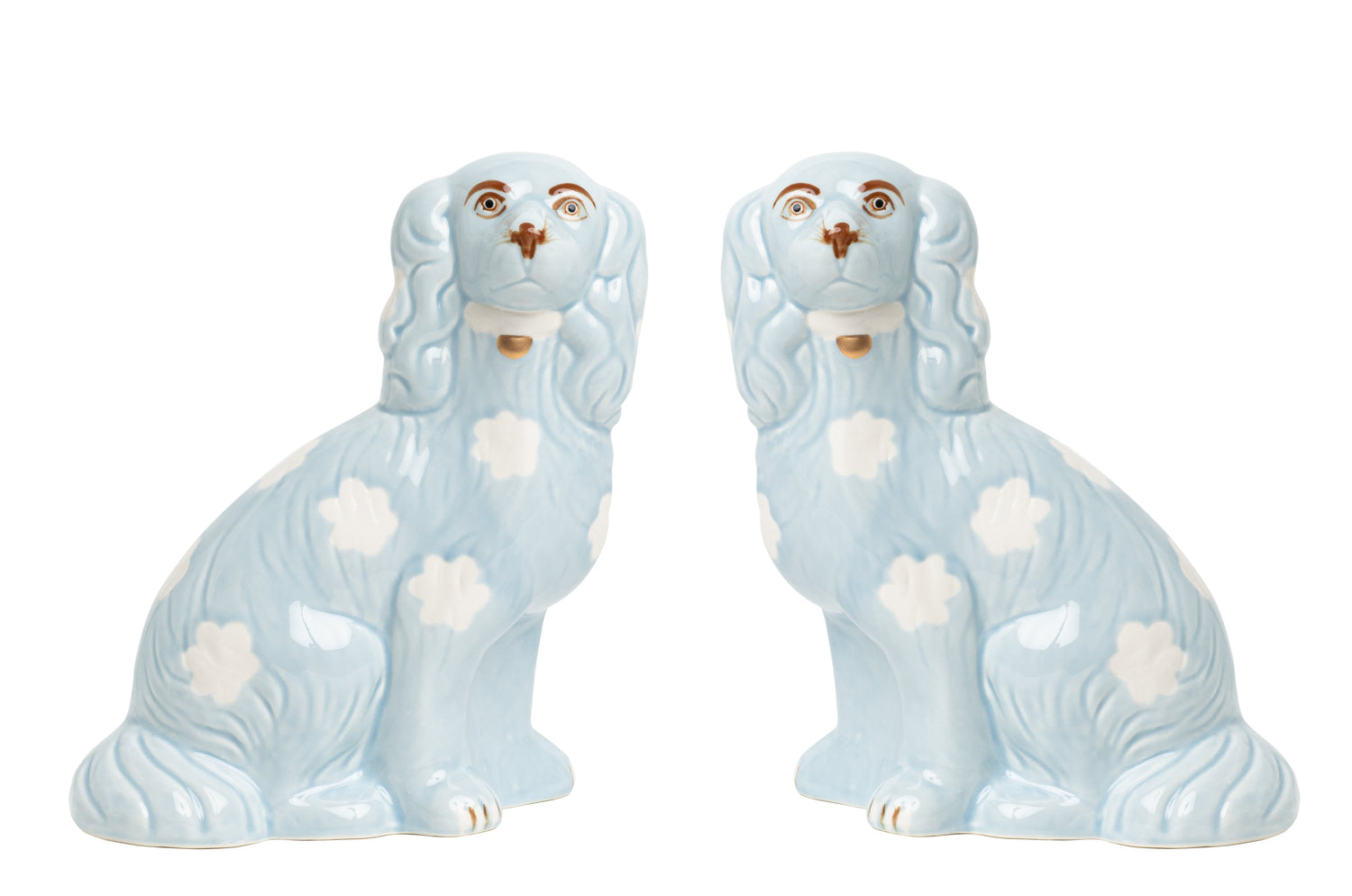 Pale Blue Staffordshire Dogs (2 Sizes)