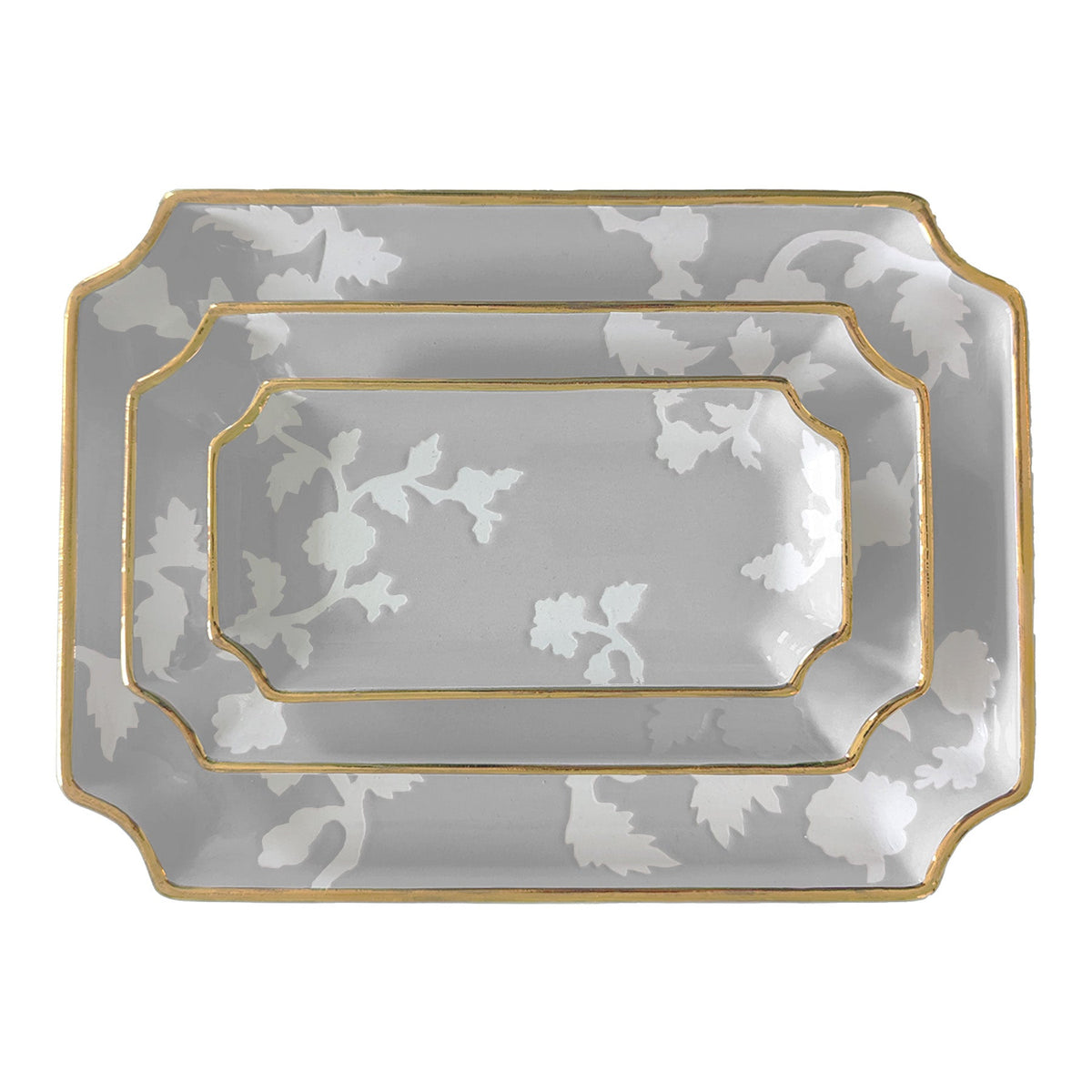 Chinoiserie Dreams Trays with Gold Accent (Various Sizes & Colors)