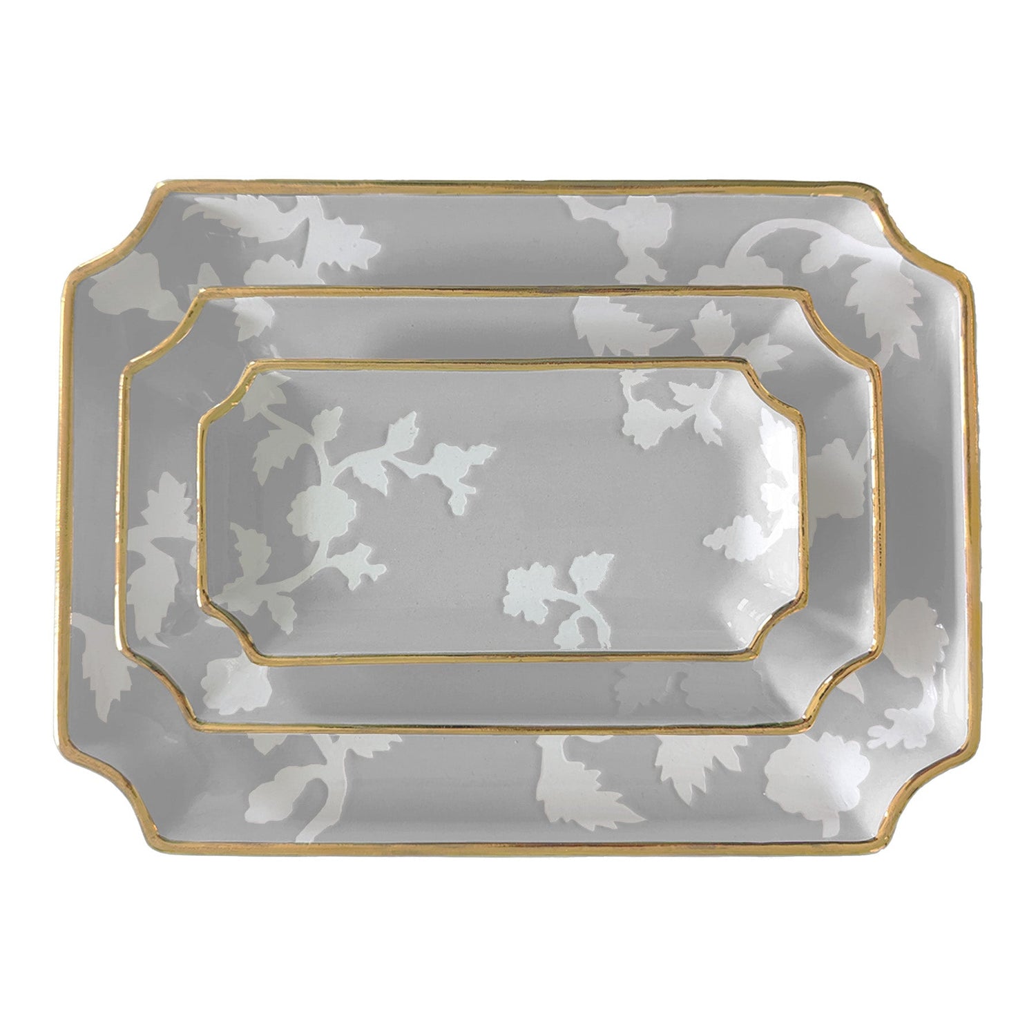 Chinoiserie Dreams Trays with Gold Accent (Various Sizes & Colors)