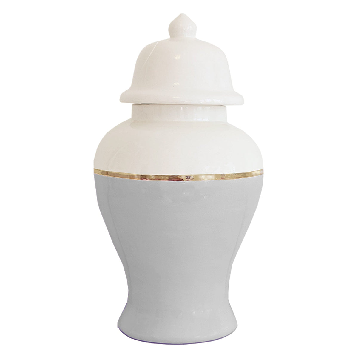 Light Gray Color Block Ginger Jar with Gold Accent (Various Sizes)