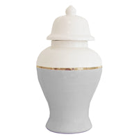 Light Gray Color Block Ginger Jar with Gold Accent (Various Sizes)