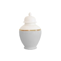 Light Gray Color Block Ginger Jar with Gold Accent (Various Sizes)