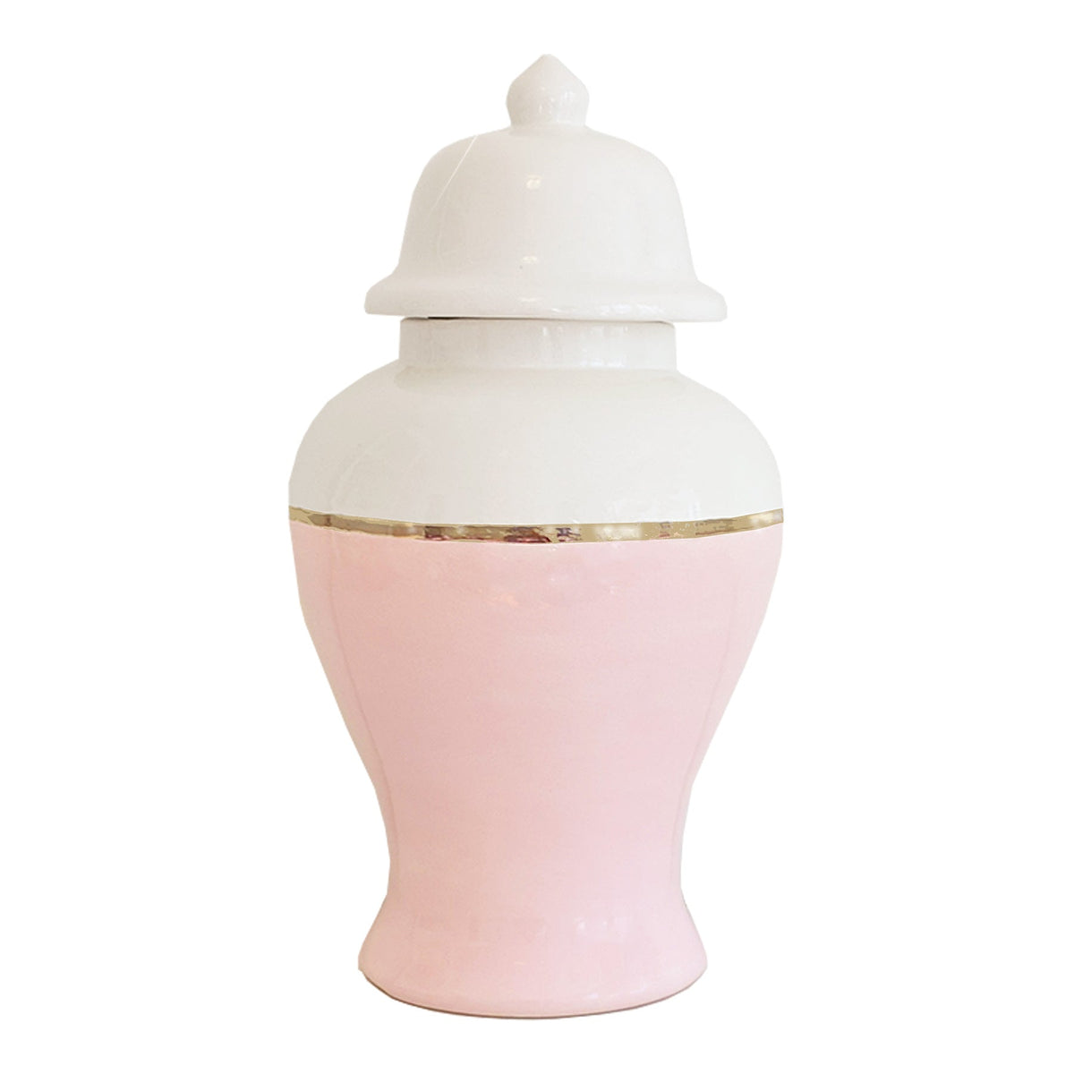 Cherry Blossom Pink Color Block Ginger Jar with Gold Accent (Various Sizes)