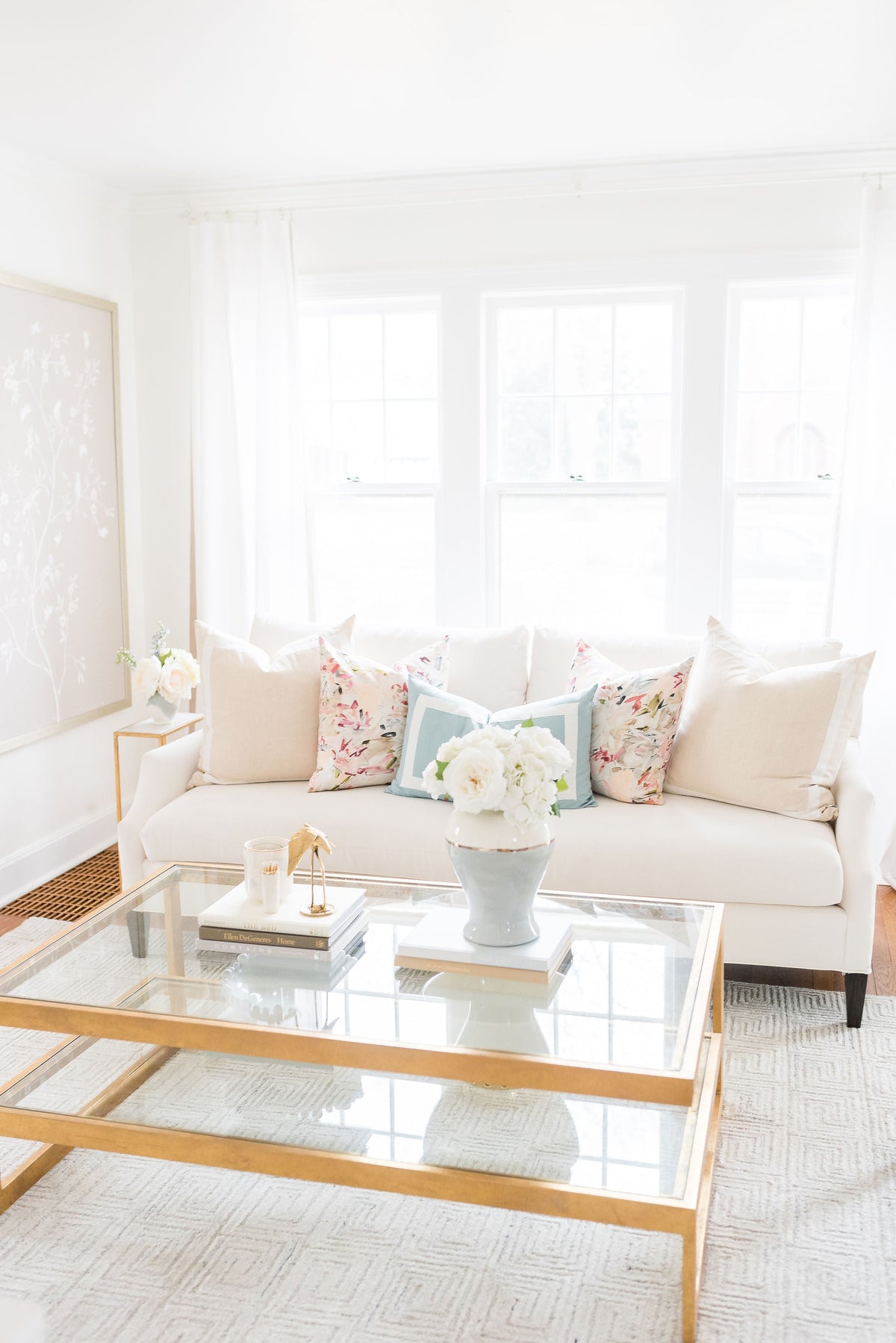 Light Gray Color Block Ginger Jar with Gold Accent (Various Sizes)