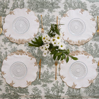 Lotus White Gold Round Faux Leather Placemat