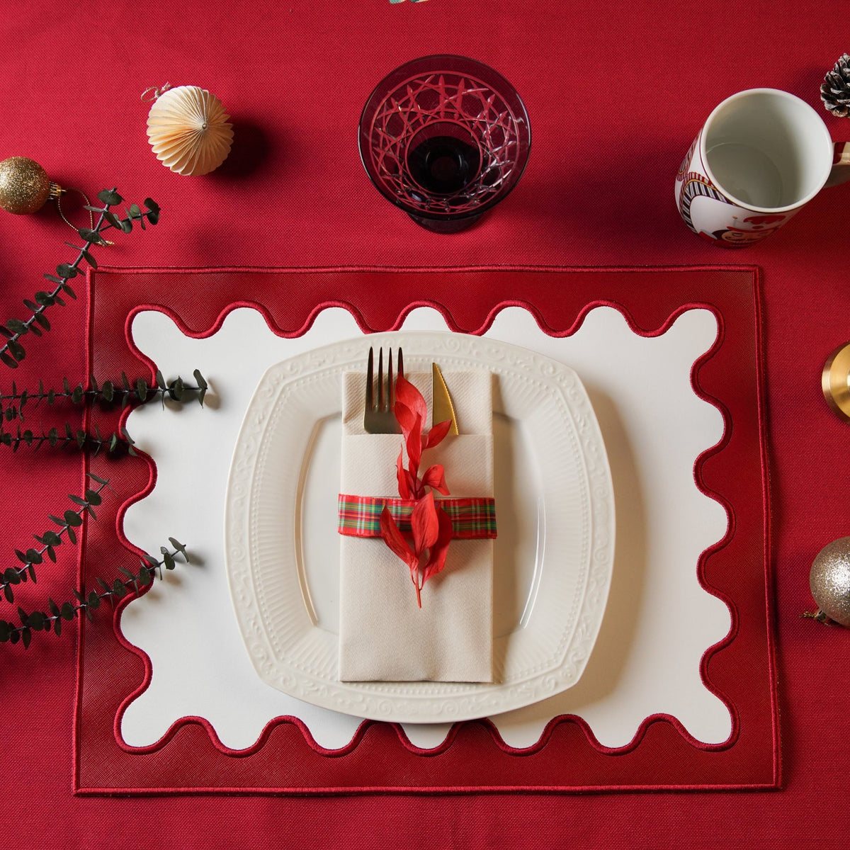 Lustre Red Rectangle Faux Leather Placemat
