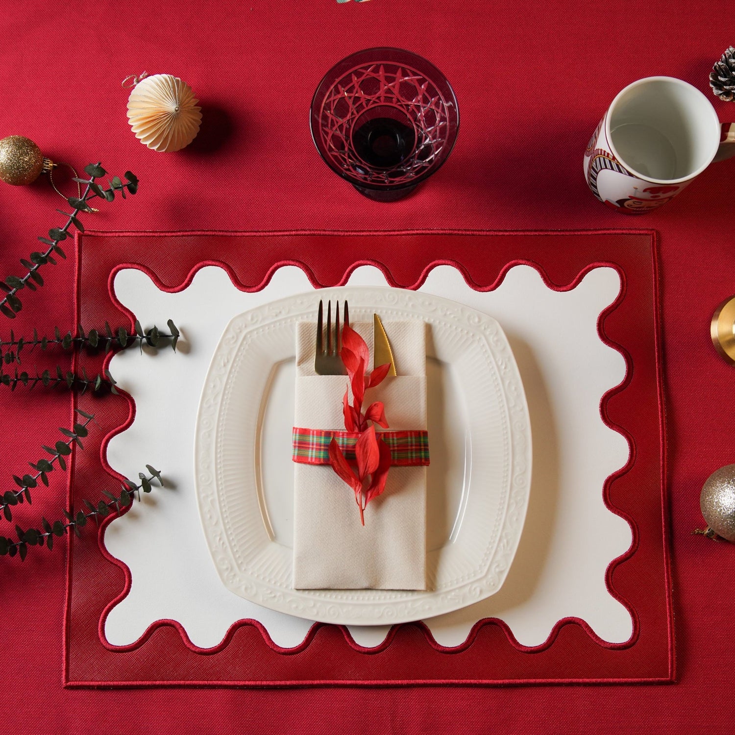 Lustre Red Rectangle Faux Leather Placemat