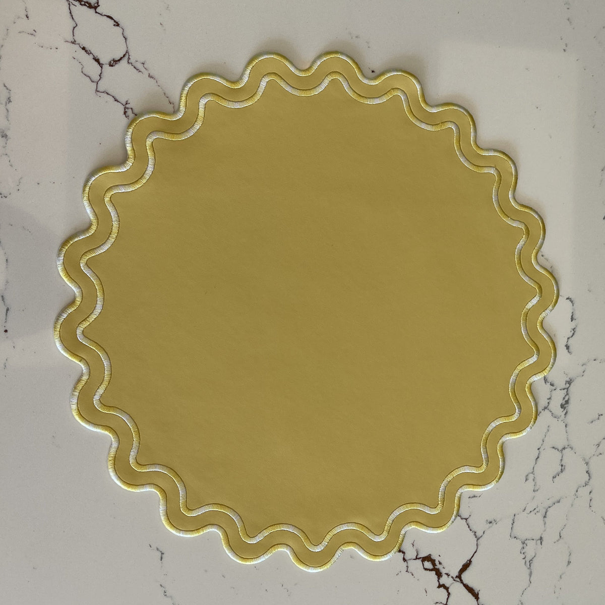 Elysian Yellow Round Faux Leather Placemat