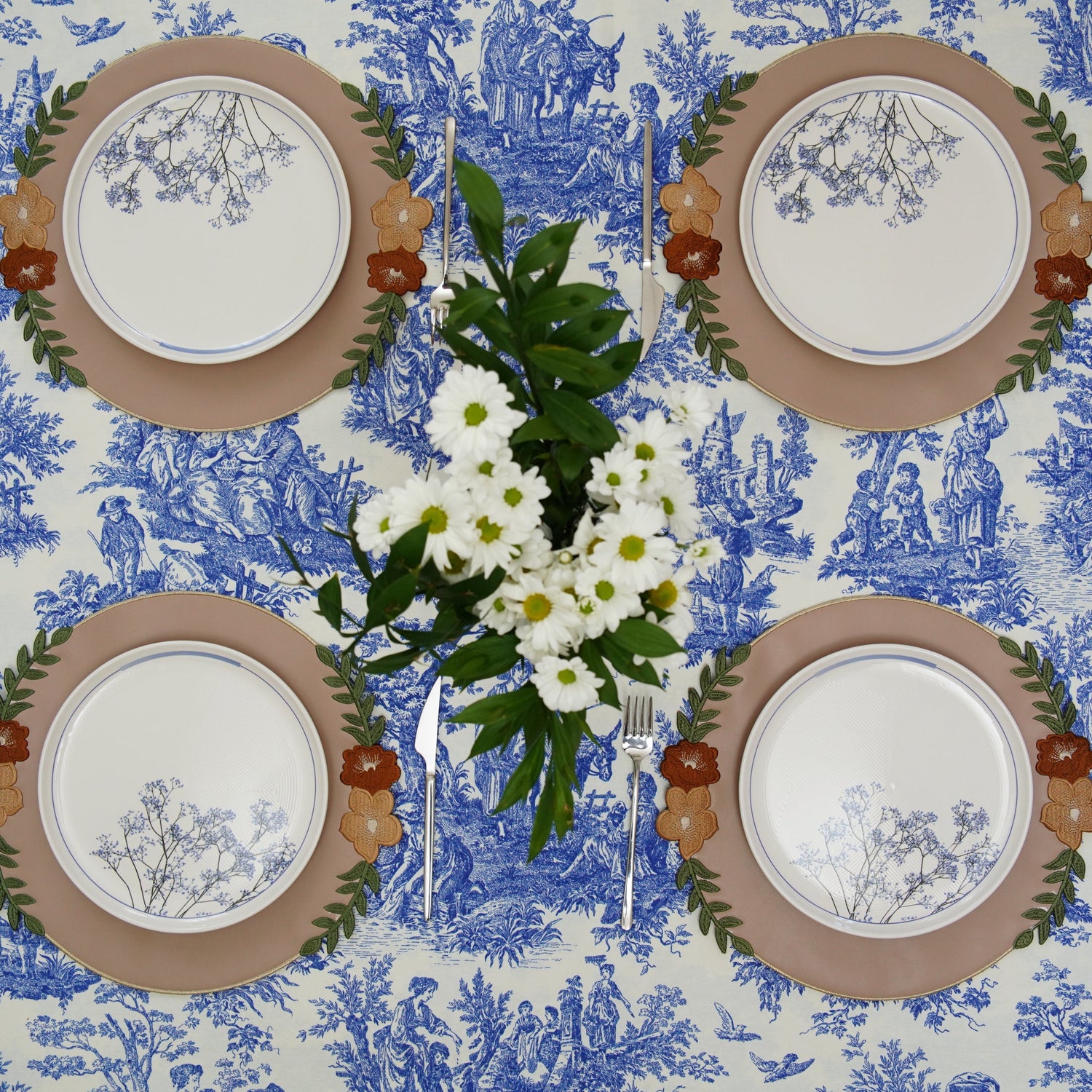 Fall Round Faux Leather Placemat