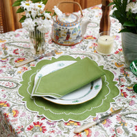 Harmony Green Round Fabric Placemat & Napkin Set