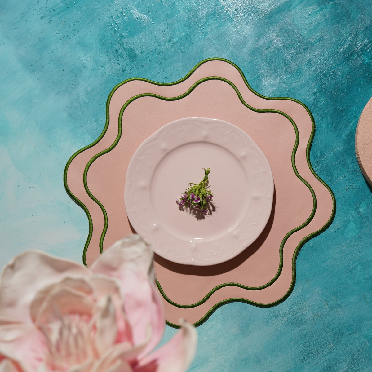 Haven Pink Wavy Edge Faux Leather Placemat