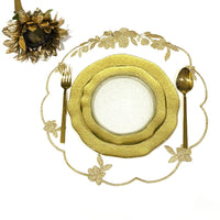 Lotus White Gold Round Faux Leather Placemat