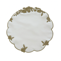 Lotus White Gold Round Faux Leather Placemat